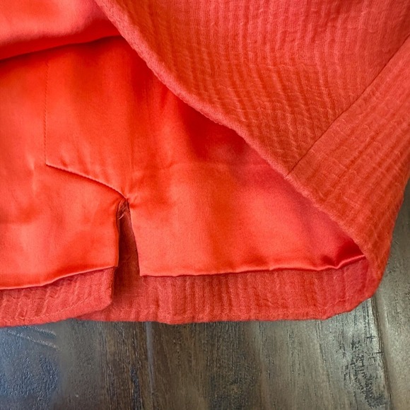 LELA ROSE Asymmetric One Shoulder Sheath Mini Dress in Orange/Red - Picture 9 of 13